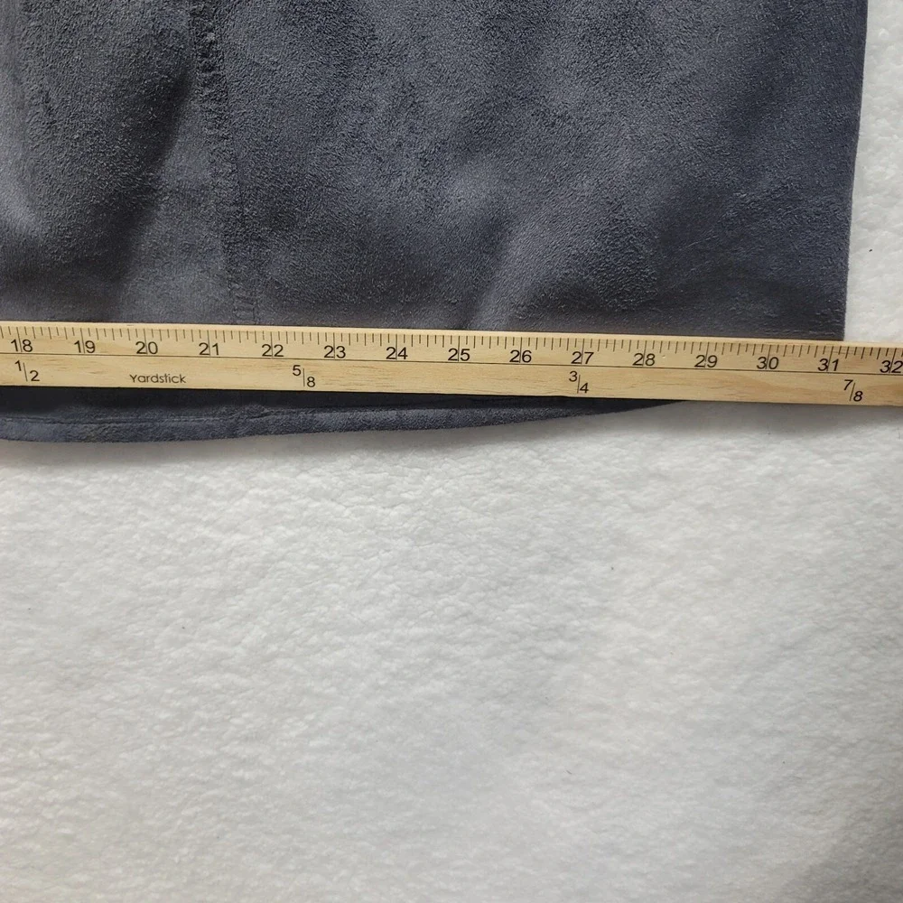 Denim & Co Coat Size 2XL Women's Grey Long Faux Suede & Sherpa Lined